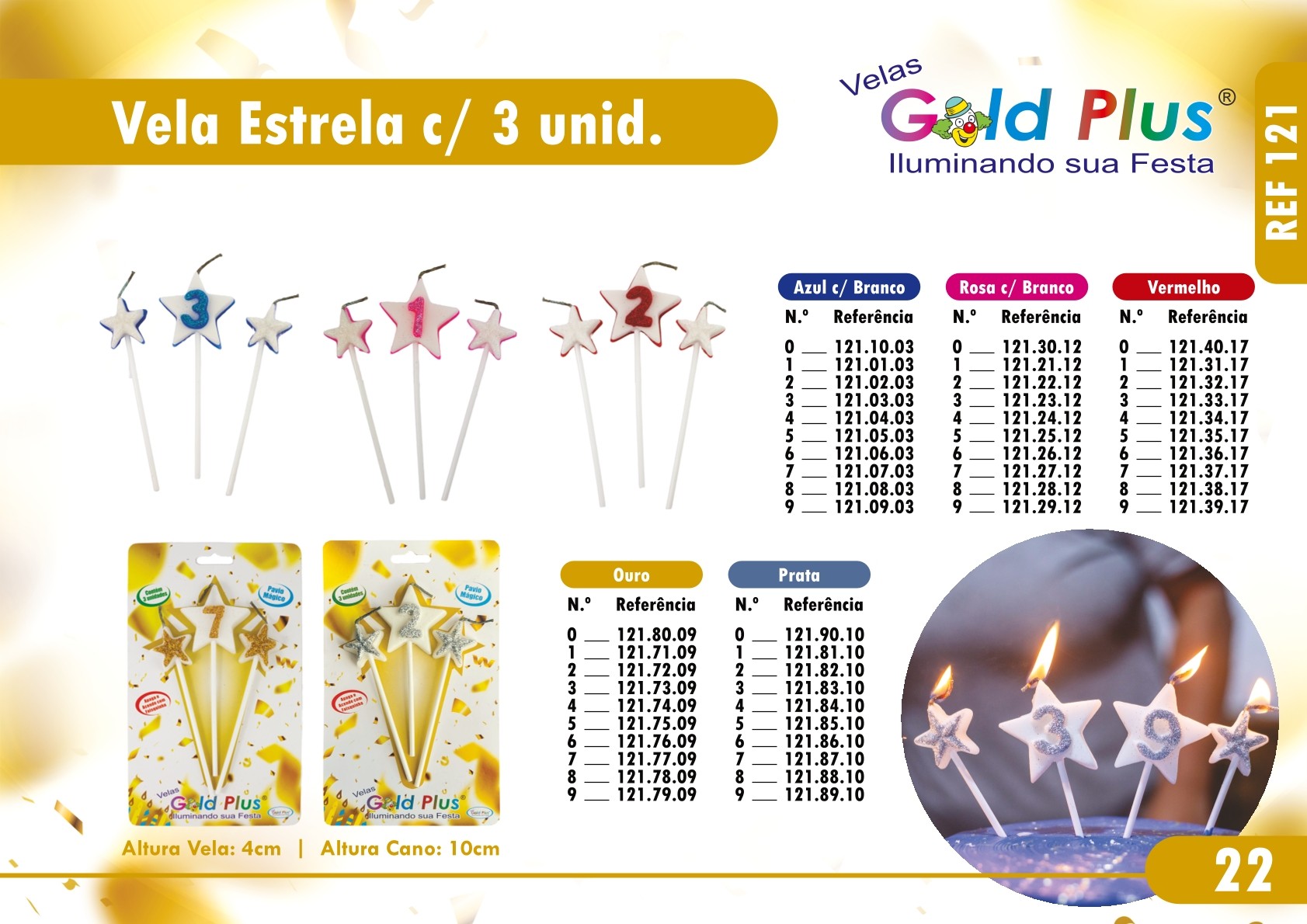 REF. 121 - VELA ESTRELA COM 3 UND.